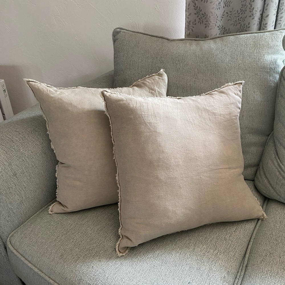 “Natural” Saro Lifestyle Graciella Collection Throw Pillows 20”x20”